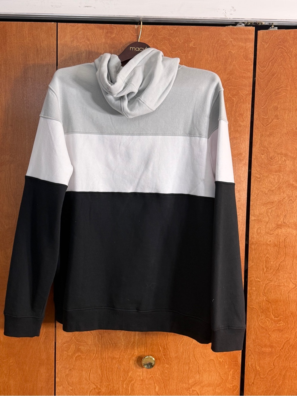FILA Men’s Colorblock Hoodie in Light Gray/White/Black with Red Accent - Picture 2 of 3